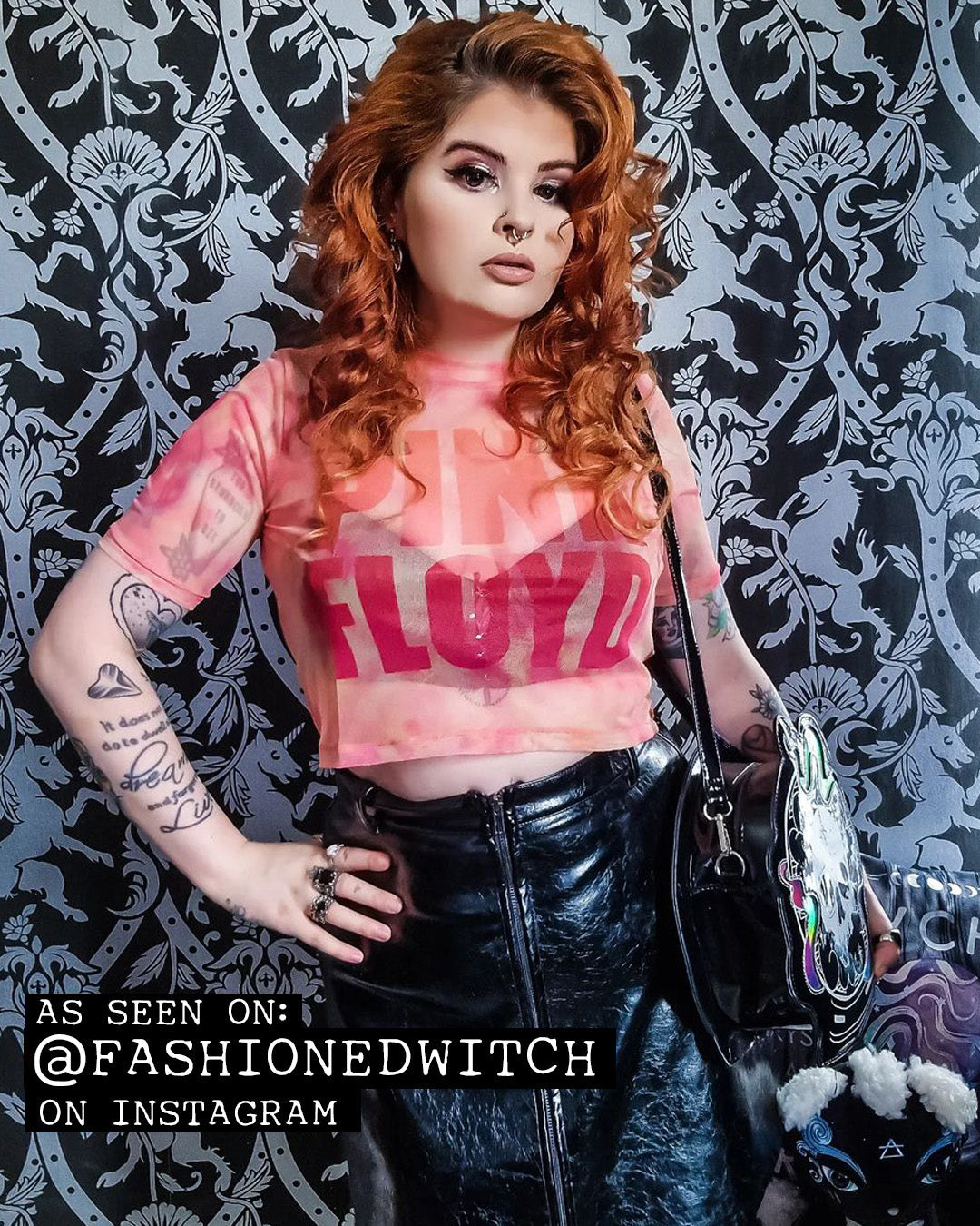 Pink Floyd Stacked Logo Mesh Crop Top